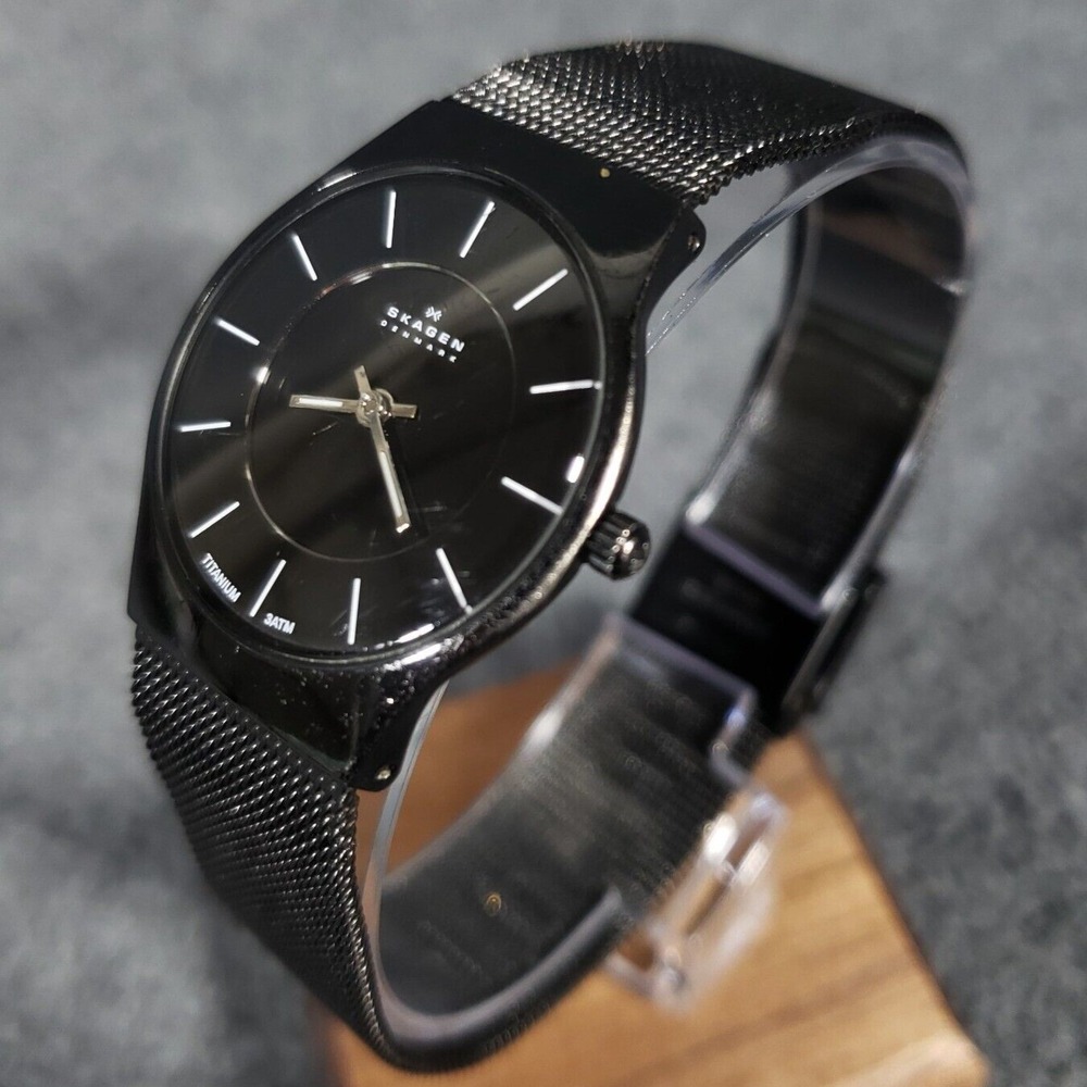 Skagen Ladies Watch Titanium Black Dial Mesh Stainless Steel Band 233STMB
